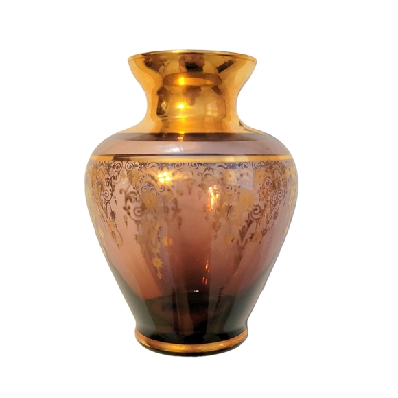 Murano Glass Vase with Gold Trim - Purple - Picture 3 of 9